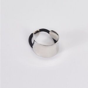 Elegant Silver Hair Cuff with Black Band